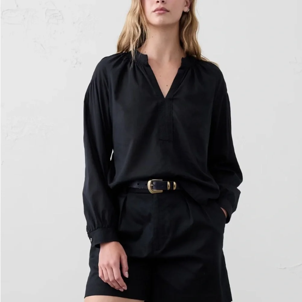 NWT Banana Republic Sheer Trapunto Stitch Voile Top | Size: S | Black - Picture 6 of 6